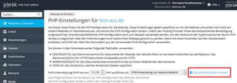 phpinfo aufrufen.